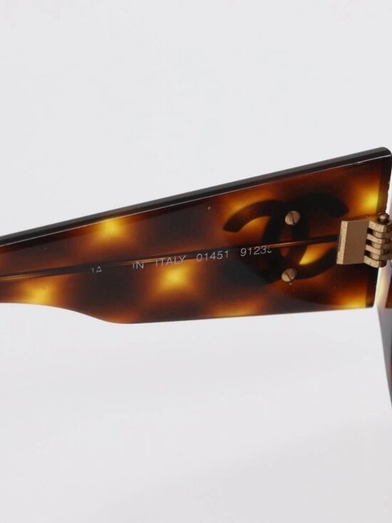 CHANEL Sunglasses plastic Brown CC Auth ka2158